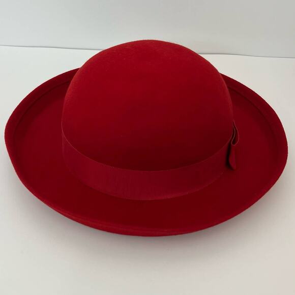 Vintage 100% Wool Doeskin Felt Red Hat Made in USA - $451  Doeskin Bollman & Co Wool Red Bow Hat Made in USA Vintage